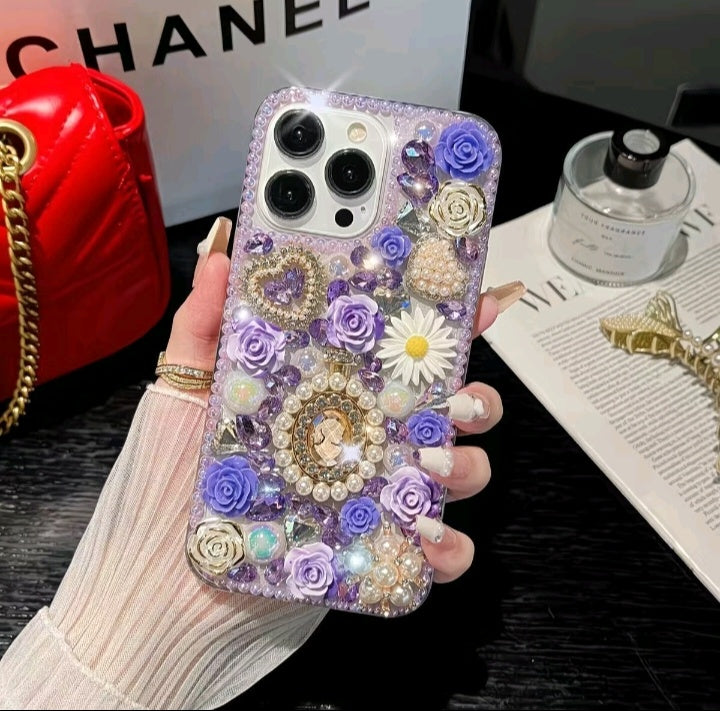 Luxury Vintage Floral Rhinestone Phone Case