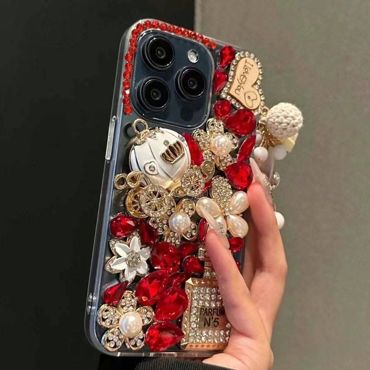 Luxury Red & Gold Charm Phone Case